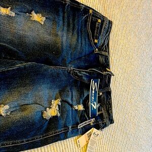 Seven7 Blue Relaxed Jeans with Distressed Detailing